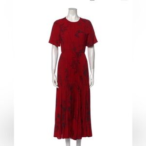 Jason Wu Red and Black Pleated Midi Dress